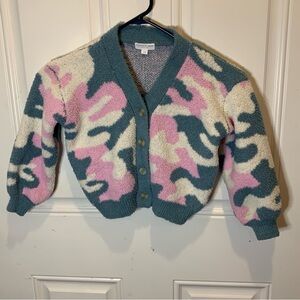 Grayson Threads MIni Very Cozy Colorful Camouflage Fuzzy Sweater Cardigan Sz 3T
